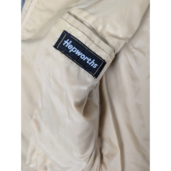Vintage Hepworths Jacket Coat 100cm Tan Zip Up Buttons Pockets Corduroy Accent - Picture 14 of 16